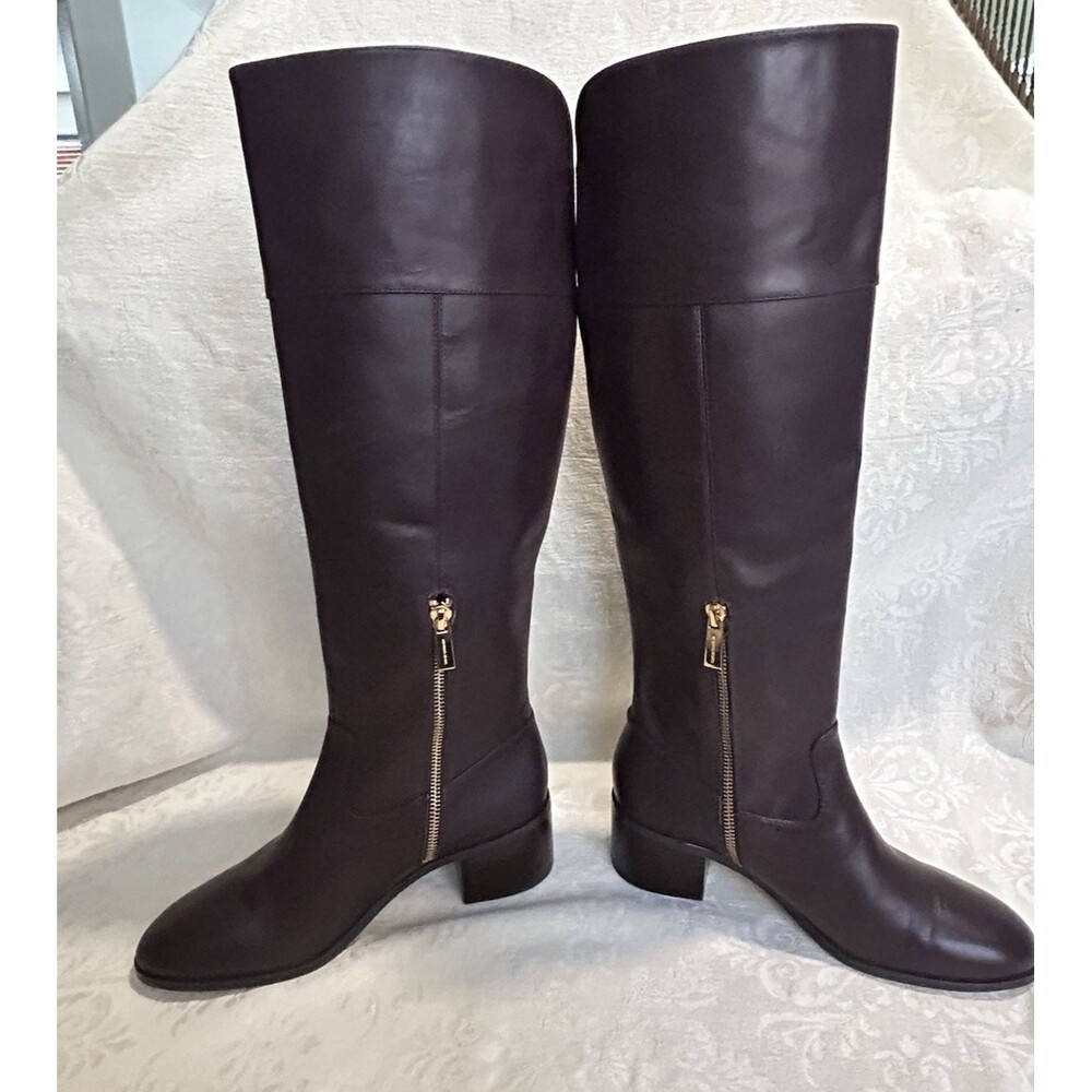 Michael Kors Dylyn Knee High Leather Riding Boots Barolo Brown Women’s Size 8M - Picture 2 of 11